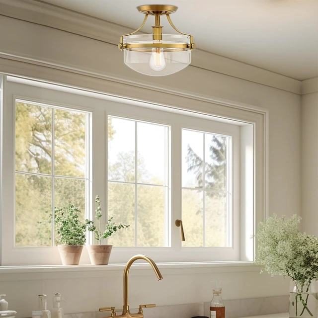 Alt view image 5 of 7 - Kira Home Zurich 12" Modern Schoolhouse Semi-Flush Mount Ceiling Light