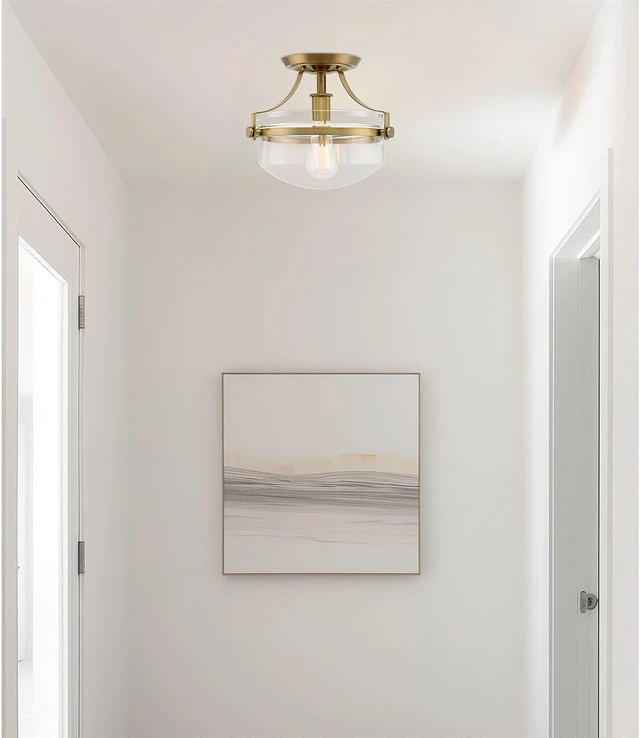 Alt view image 6 of 7 - Kira Home Zurich 12" Modern Schoolhouse Semi-Flush Mount Ceiling Light