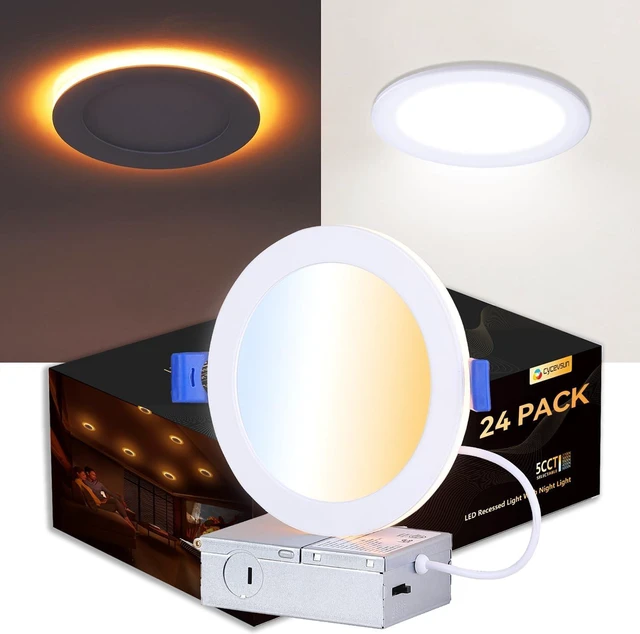 Main image of CycevSun 24 Pack 6 Inch LED Recessed Lighting with Night Light