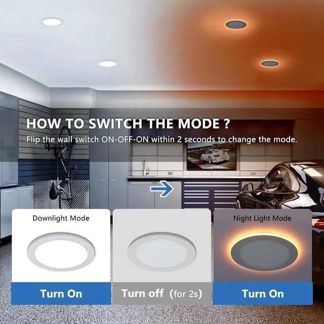 Alt view image 3 of 7 - CycevSun 12 Pack 8 Inch LED Recessed Lighting with Night Light, 120-277V