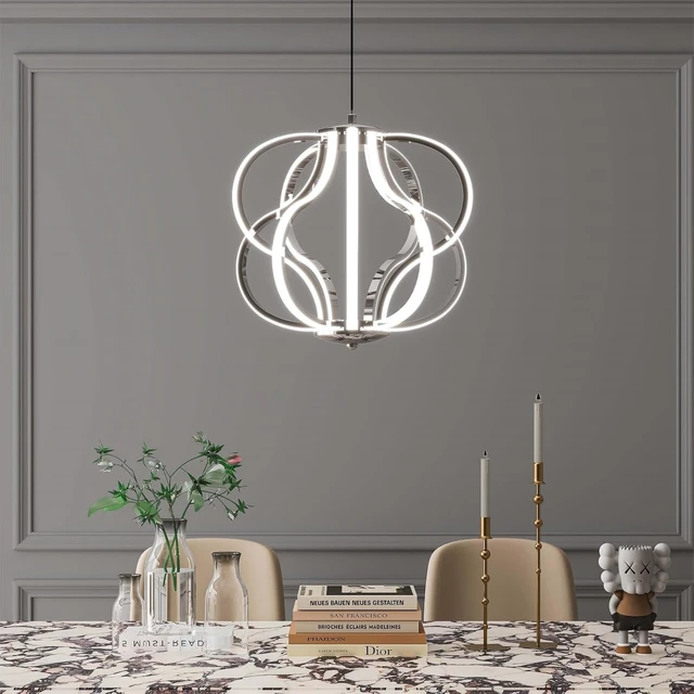 Alt view image 2 of 6 - Modern LED Chandelier Acrylic Design Adjustable Hanging Chandelier Easy Install Suitable for Dining Room Living Room Bedroom Kitchen and Corridor