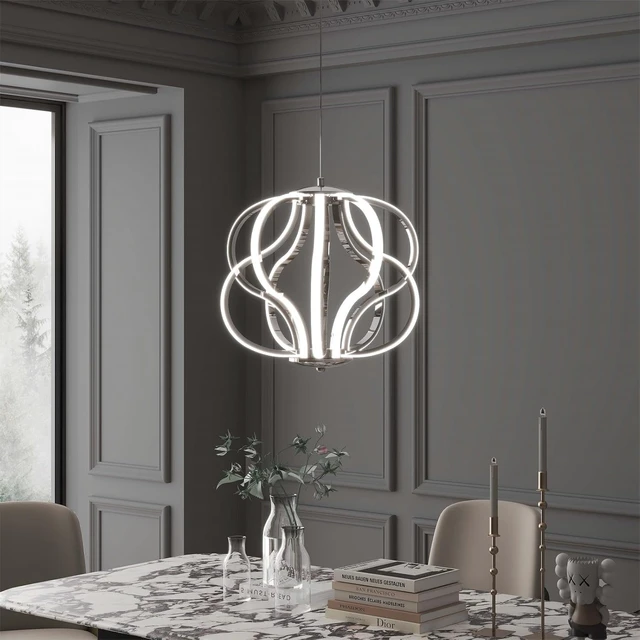 Alt view image 5 of 6 - Modern LED Chandelier Acrylic Design Adjustable Hanging Chandelier Easy Install Suitable for Dining Room Living Room Bedroom Kitchen and Corridor