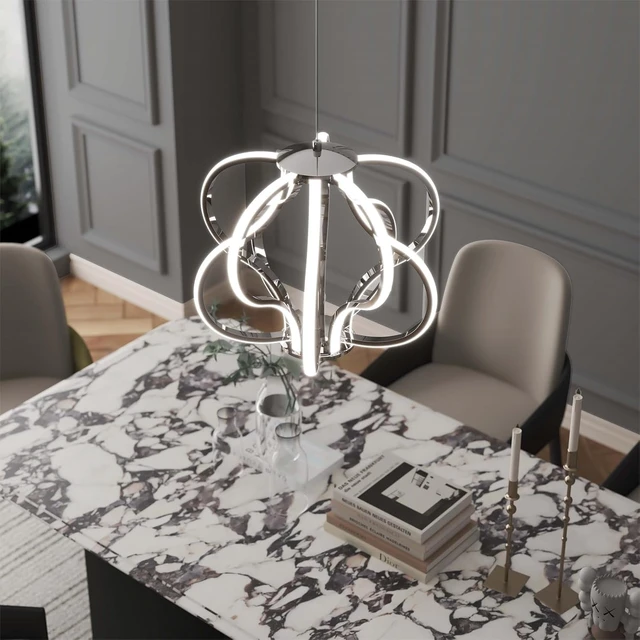 Alt view image 3 of 6 - Modern LED Chandelier Acrylic Design Adjustable Hanging Chandelier Easy Install Suitable for Dining Room Living Room Bedroom Kitchen and Corridor
