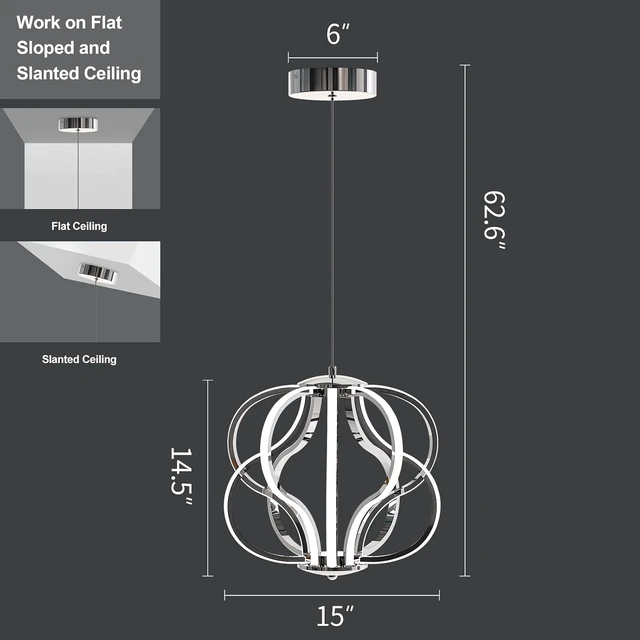 Alt view image 6 of 6 - Modern LED Chandelier Acrylic Design Adjustable Hanging Chandelier Easy Install Suitable for Dining Room Living Room Bedroom Kitchen and Corridor