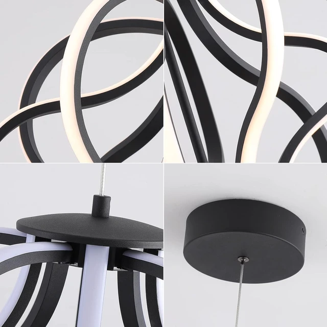 Alt view image 3 of 7 - Modern LED Chandelier Acrylic Design Adjustable Hanging Chandelier Easy Install Suitable for Dining Room Living Room Bedroom Kitchen and Corridor