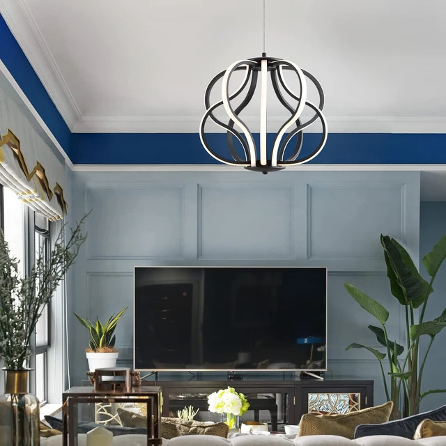 Alt view image 6 of 7 - Modern LED Chandelier Acrylic Design Adjustable Hanging Chandelier Easy Install Suitable for Dining Room Living Room Bedroom Kitchen and Corridor