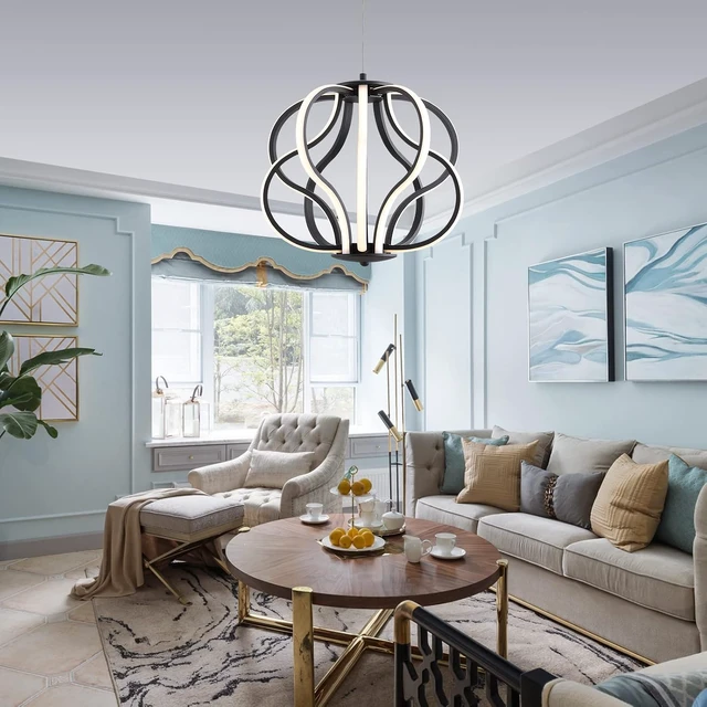 Alt view image 7 of 7 - Modern LED Chandelier Acrylic Design Adjustable Hanging Chandelier Easy Install Suitable for Dining Room Living Room Bedroom Kitchen and Corridor