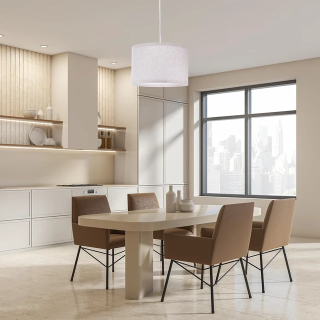 Alt view image 5 of 7 - PATIKIL Plug in Pendant Light, 15Ft Rope Cord Hanging Lamp Fixture with ON/Off Switch, Linen Fabric Shade E26/E27 Bulb Socket for Bedroom Kitchen Living Room, Beige White