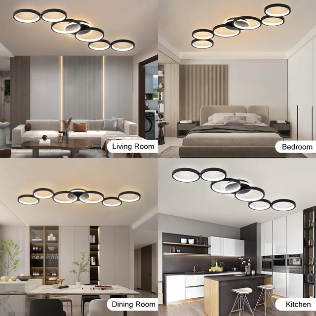 Alt view image 4 of 7 - LED Ceiling Light Dimmable Living Room Ceiling Lamp Black Living Room Lamps
