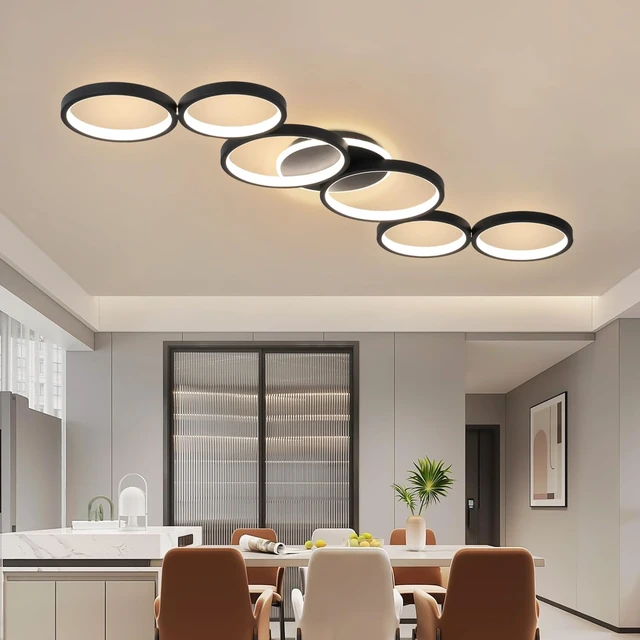 Alt view image 6 of 7 - LED Ceiling Light Dimmable Living Room Ceiling Lamp Black Living Room Lamps
