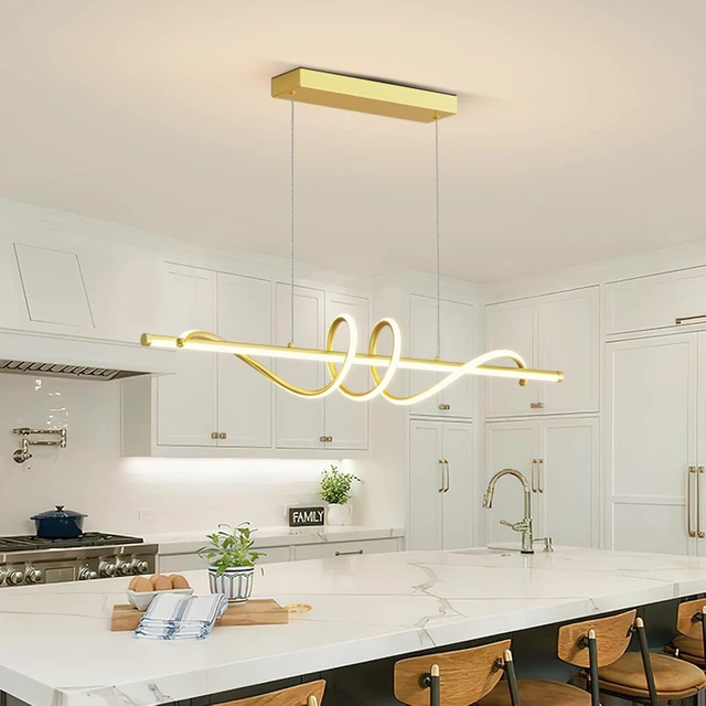 Alt view image 2 of 7 - Modern Pendant Lights Fixture, 39in Aluminum LED Ceiling Chandelier with Remote Control Dimmable 3000k-6000K Color Temperature, Island Lighting Lamp for Kitchen, Dining Room