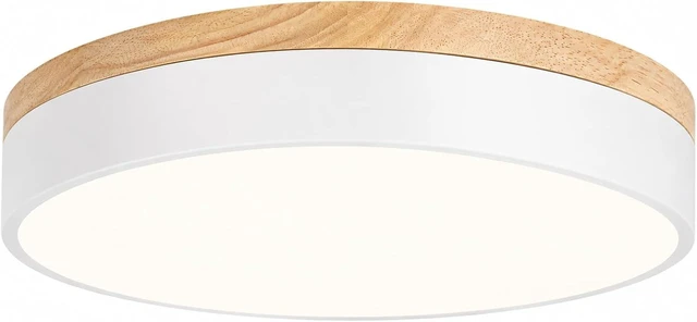 Main image of Modern Dimmable Wood White Flush Mount Ceiling Light Fixture,5CCT,11.8 in