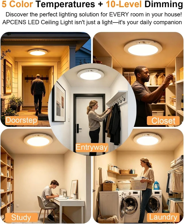 Alt view image 4 of 7 - Magnetic Ceiling Light, 8000mAh USB-C Rechargeable Motion Sensor