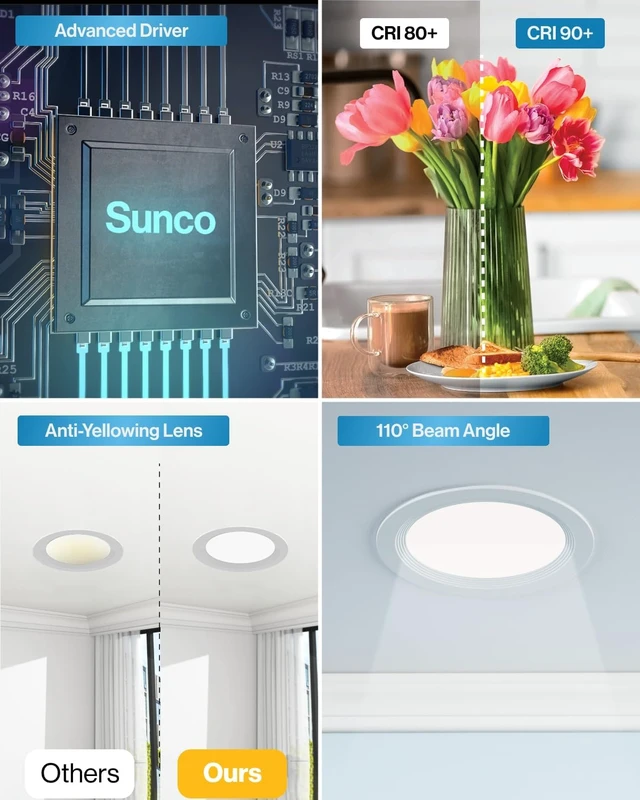 Alt view image 6 of 6 - Sunco 24 Pack 4 Inch Canless LED Recessed Light, 10W, 3000K Warm White