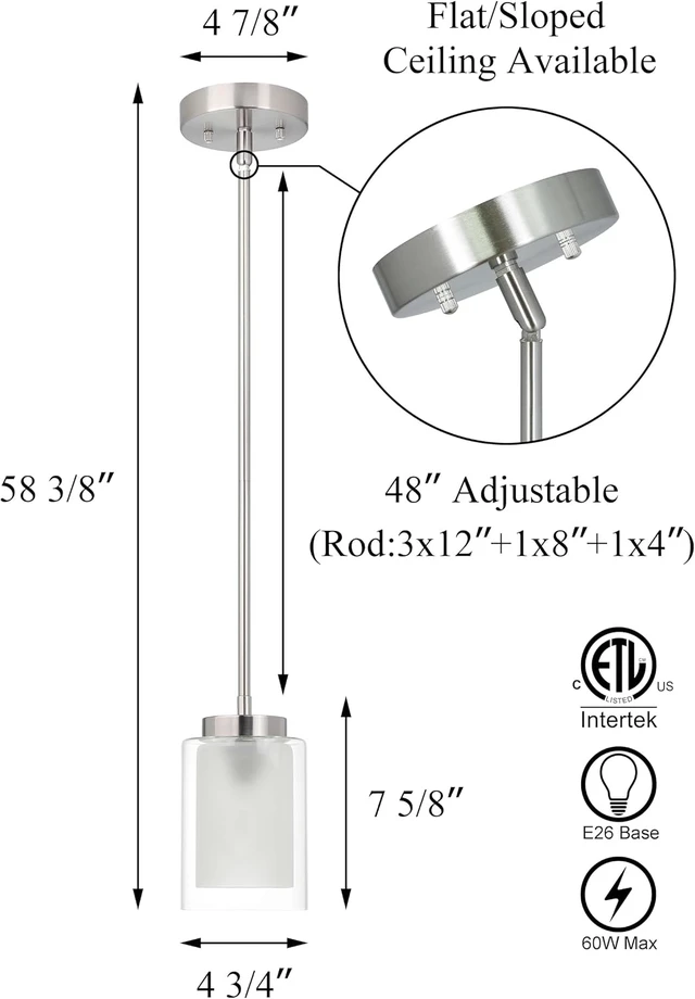 Alt view image 3 of 7 - XiNBEi Lighting Modern Pendant Lighting for Kitchen Island Brushed Nickel