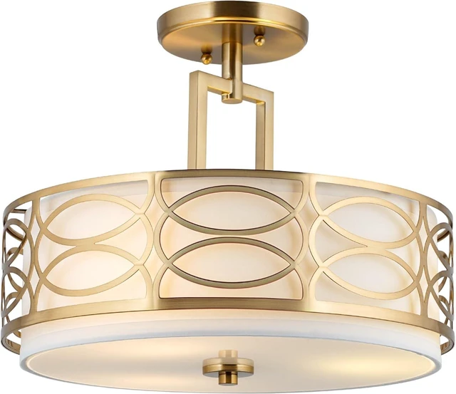 Main image of Kira Home Sienna 15" Modern Transitional Lattice 3-Light Semi-Flush Mount