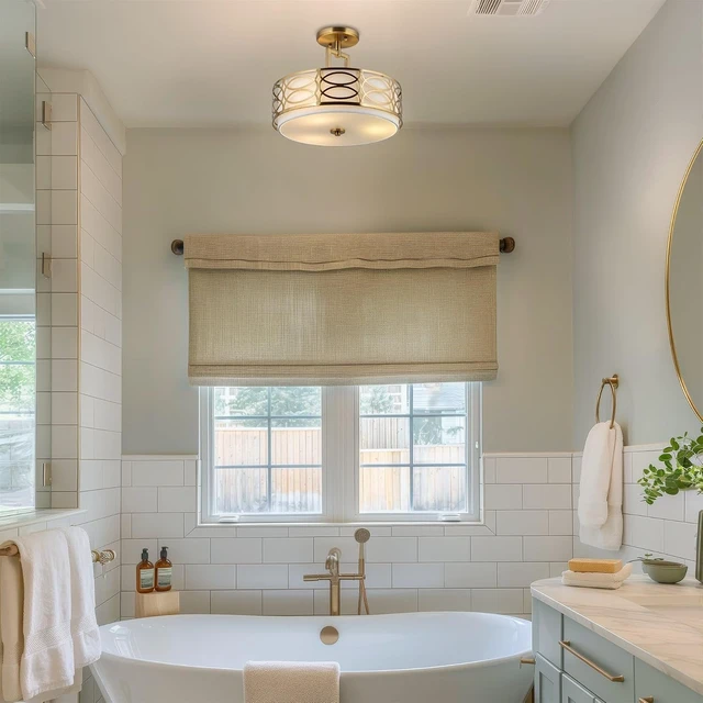 Alt view image 3 of 7 - Kira Home Sienna 15" Modern Transitional Lattice 3-Light Semi-Flush Mount