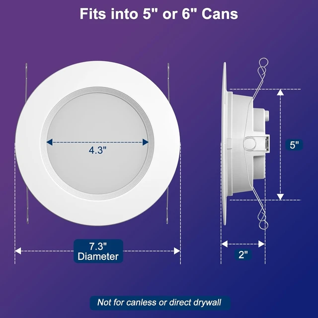 Alt view image 4 of 7 - 6 Inch Smart Recessed Lighting RGBCW Color Changing LED Can Lights