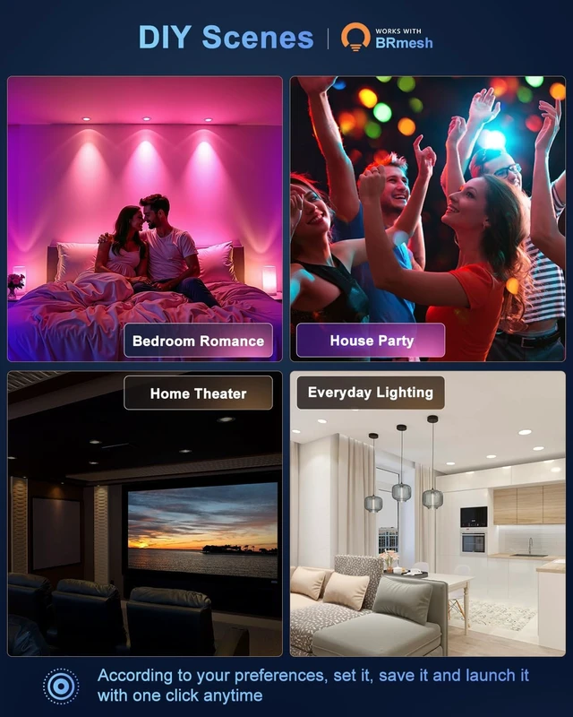 Alt view image 5 of 7 - 6 Inch Smart Recessed Lighting RGBCW Color Changing LED Can Lights