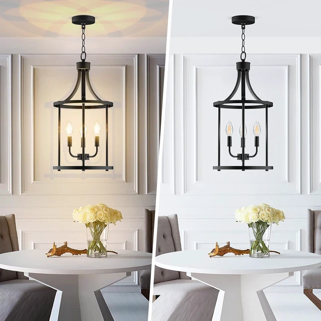 Alt view image 2 of 7 - PARTPHONER Chandelier Pendant Light Fixture, 3 Light Farmhouse Black Chandelier Pendant LightingOpen Frame Hanging Light Fixture for Dining Room Foyer Entrance Kitchen Island