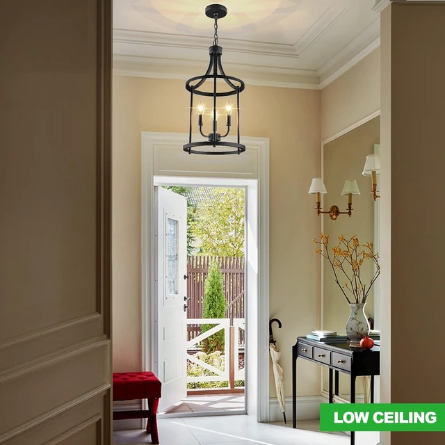 Alt view image 5 of 7 - PARTPHONER Chandelier Pendant Light Fixture, 3 Light Farmhouse Black Chandelier Pendant LightingOpen Frame Hanging Light Fixture for Dining Room Foyer Entrance Kitchen Island