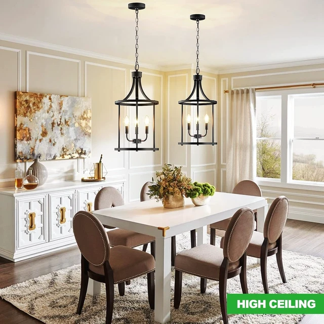 Alt view image 6 of 7 - PARTPHONER Chandelier Pendant Light Fixture, 3 Light Farmhouse Black Chandelier Pendant LightingOpen Frame Hanging Light Fixture for Dining Room Foyer Entrance Kitchen Island