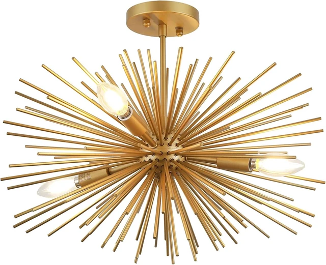 Main image of 20in 4-Light Gold Sputnik Chandelier Ceiling Light Fixture