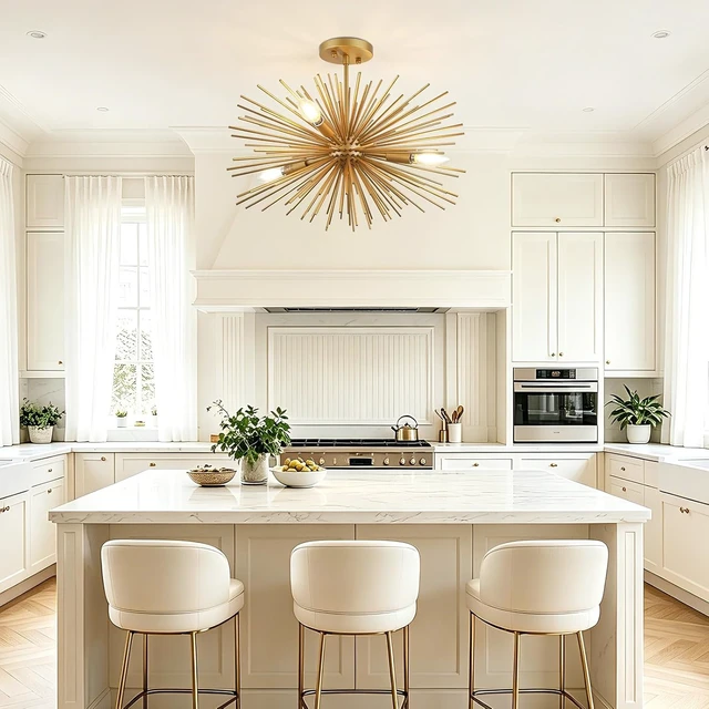 Alt view image 2 of 7 - 20in 4-Light Gold Sputnik Chandelier Ceiling Light Fixture