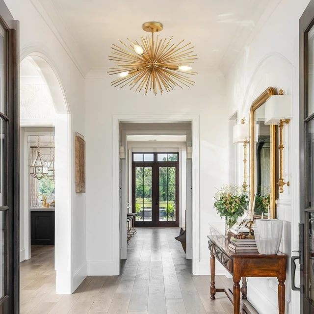 Alt view image 5 of 7 - 20in 4-Light Gold Sputnik Chandelier Ceiling Light Fixture
