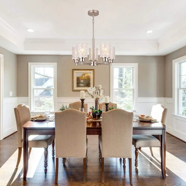 Alt view image 4 of 7 - ALICE HOUSE 18.1" Dining Room Chandeliers, Brushed Nickel Contemporary Light Fixture for Foyer, Entryway and Living Room, ETL Listed, AL9082-H5