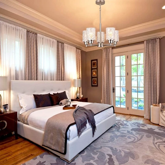 Alt view image 5 of 7 - ALICE HOUSE 18.1" Dining Room Chandeliers, Brushed Nickel Contemporary Light Fixture for Foyer, Entryway and Living Room, ETL Listed, AL9082-H5