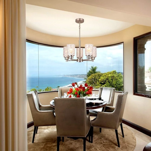 Alt view image 3 of 7 - ALICE HOUSE 18.1" Dining Room Chandeliers, Brushed Nickel Contemporary Light Fixture for Foyer, Entryway and Living Room, ETL Listed, AL9082-H5