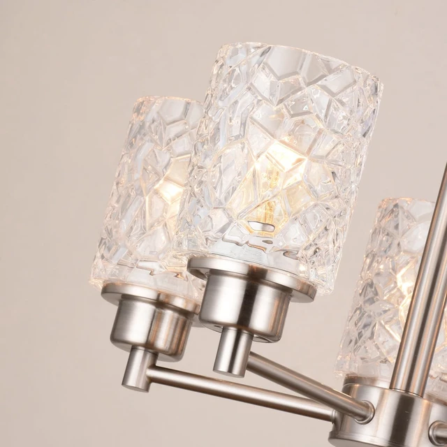 Alt view image 6 of 7 - ALICE HOUSE 18.1" Dining Room Chandeliers, Brushed Nickel Contemporary Light Fixture for Foyer, Entryway and Living Room, ETL Listed, AL9082-H5