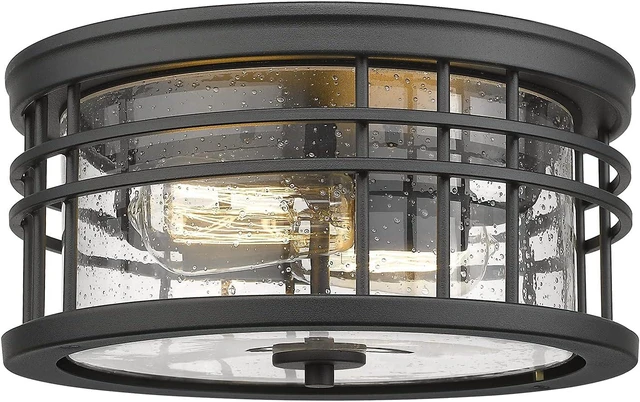 Main image of zeyu 2-Light Flush Mount Ceiling Light for Hallway, 12 Inch, ZW01-F BK