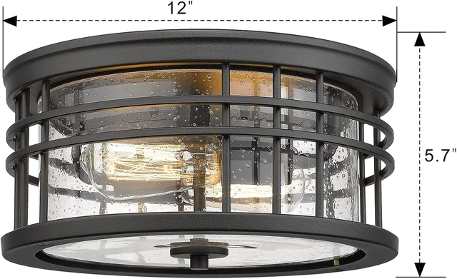 Alt view image 6 of 6 - zeyu 2-Light Flush Mount Ceiling Light for Hallway, 12 Inch, ZW01-F BK