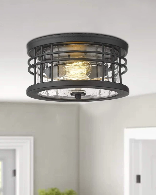 Alt view image 4 of 6 - zeyu 2-Light Flush Mount Ceiling Light for Hallway, 12 Inch, ZW01-F BK