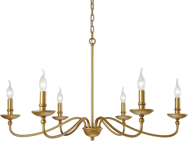 Main image of SEOL;36 Inches Antique Gold Painted 6 Light Candle Style Dining Chandelier