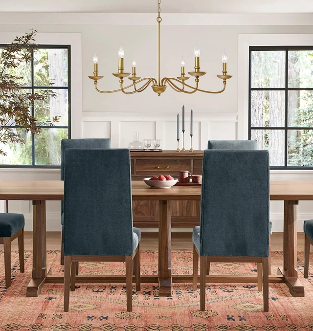 Alt view image 4 of 7 - SEOL;36 Inches Antique Gold Painted 6 Light Candle Style Dining Chandelier