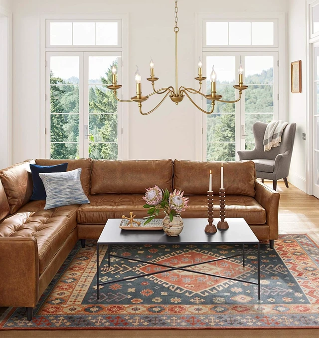Alt view image 5 of 7 - SEOL;36 Inches Antique Gold Painted 6 Light Candle Style Dining Chandelier