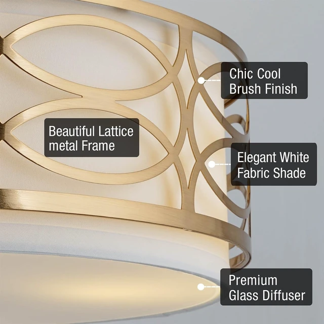 Alt view image 2 of 7 - Kira Home Sienna 15" Modern Transitional Lattice 3-Light Semi-Flush Mount