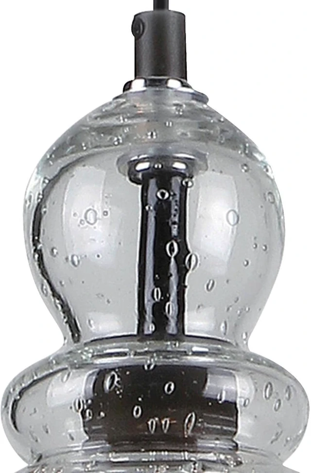 Alt view image 2 of 5 - One-Light Adjustable Mini Pendant with Handblown Clear Seeded Glass, Oil Rubbed Bronze Finish - 2-Pack