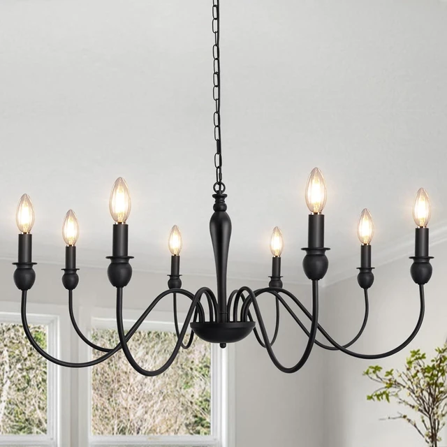 Main image of ETONIMERR 8 Lights Black Farmhouse Chandelier for Dining Room Light Fixture