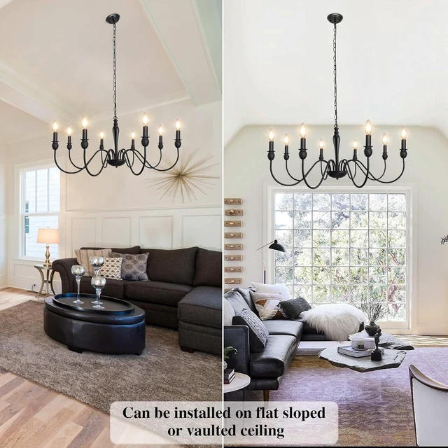 Alt view image 2 of 7 - ETONIMERR 8 Lights Black Farmhouse Chandelier for Dining Room Light Fixture