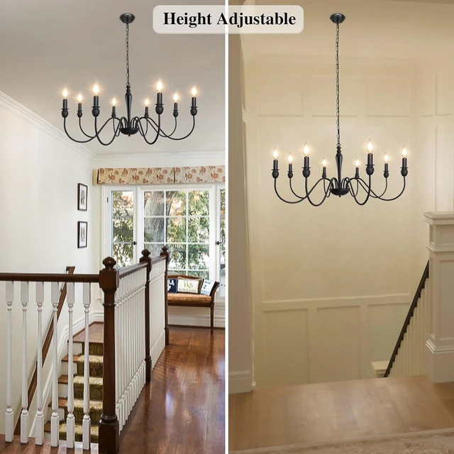 Alt view image 3 of 7 - ETONIMERR 8 Lights Black Farmhouse Chandelier for Dining Room Light Fixture