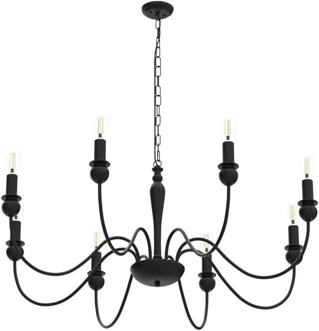 Alt view image 4 of 7 - ETONIMERR 8 Lights Black Farmhouse Chandelier for Dining Room Light Fixture