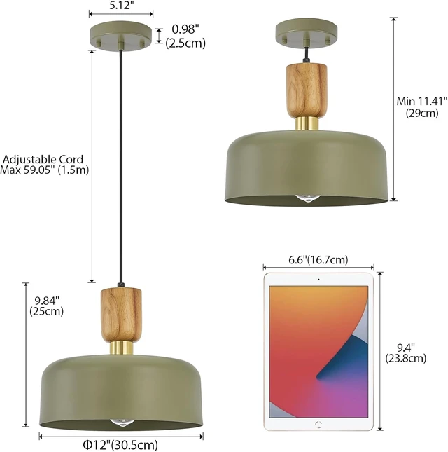 Alt view image 4 of 7 - TeHenoo Contemporary Pendant Lighting, 12 inch, Green