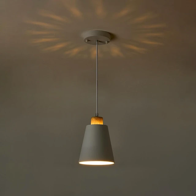 Alt view image 2 of 7 - White Pendant Light Kitchen Island Wood Pendant Lighting Mini Modern Hanging Light Small Pendant Light Fixture for Dining Room,Bar,Bedroom,Adjustable Cord,5.94 inch,1 PCS