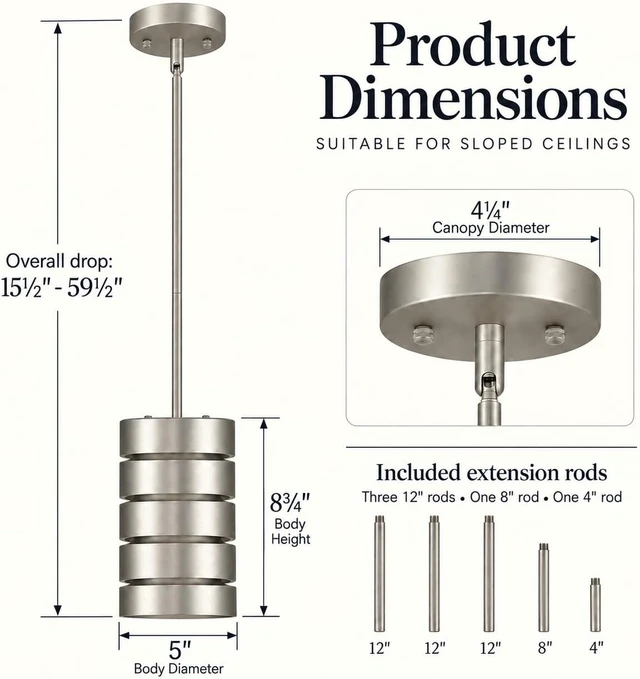 Alt view image 3 of 7 - Linea di Liara Macchione Pendant Light, Brushed Steel, 5-Inch