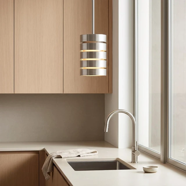 Alt view image 6 of 7 - Linea di Liara Macchione Pendant Light, Brushed Steel, 5-Inch