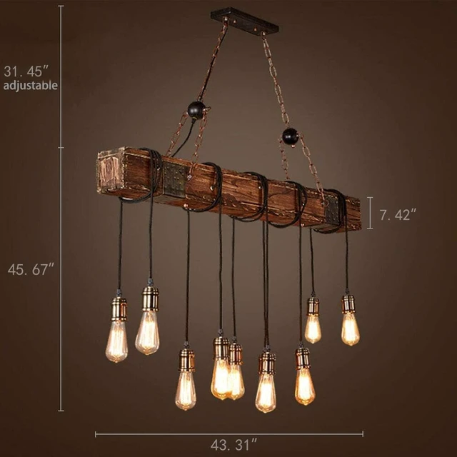 Alt view image 3 of 7 - 10-Lights Rustic Farmhouse Wood Beam Chandeliers for Dining Room